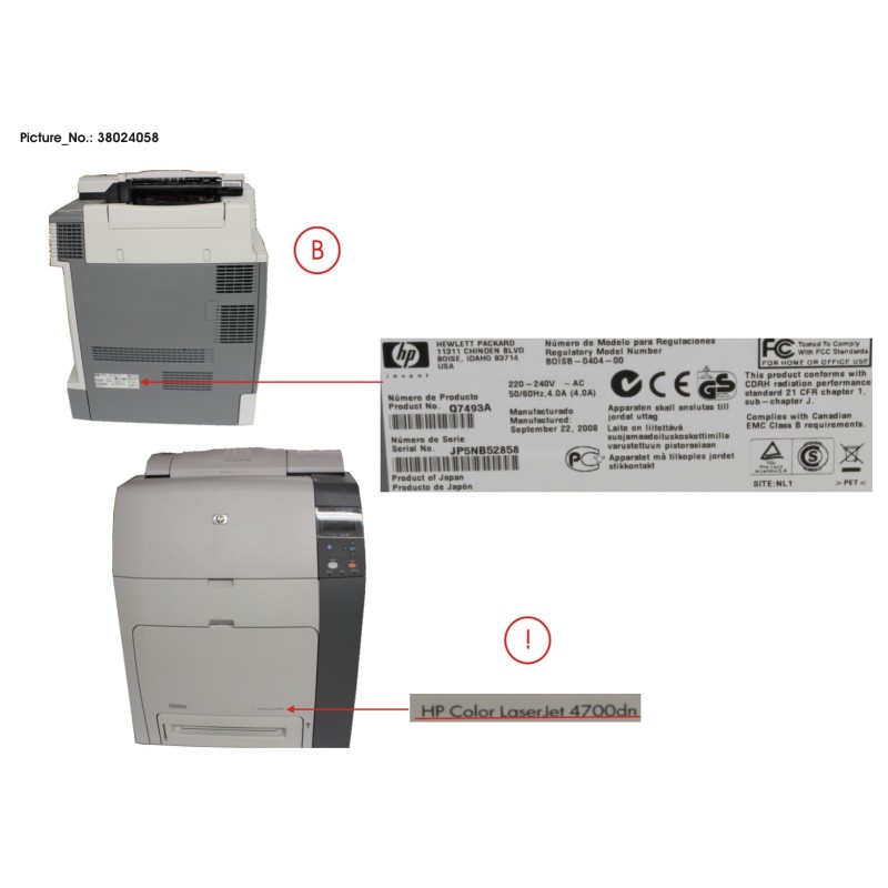 38024058 - HP COLOR LASERJET 4700DTN DUPLEX