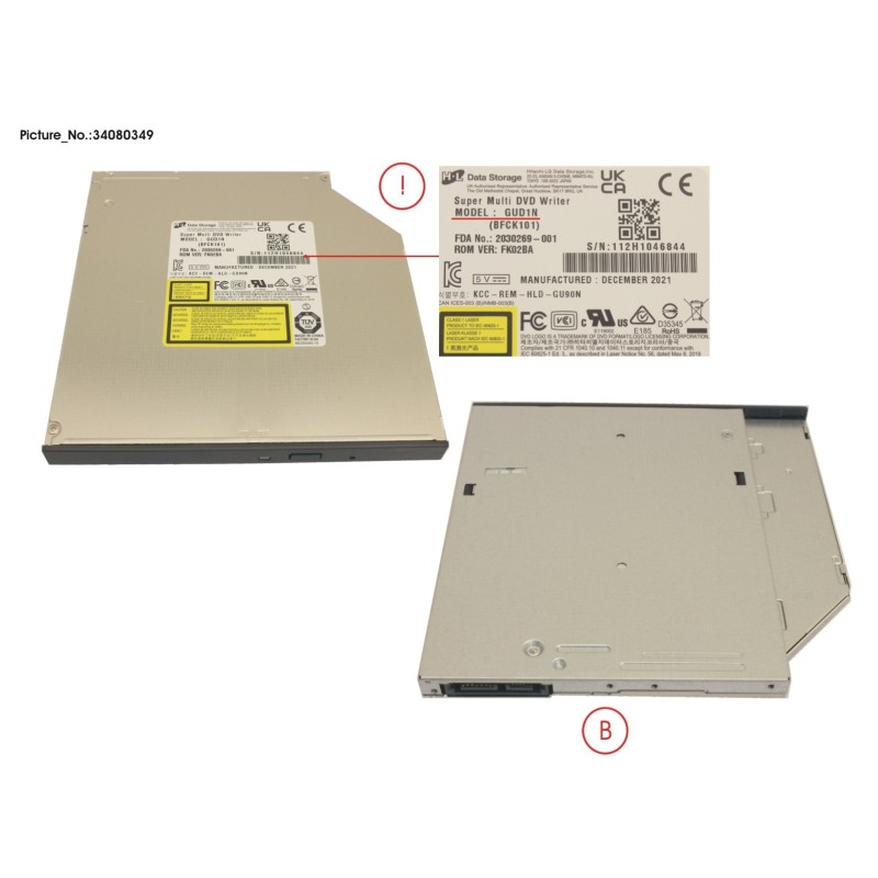 34080349 - DVD SUPERMULTI ULTRA SLIM TRAY 9.5MM