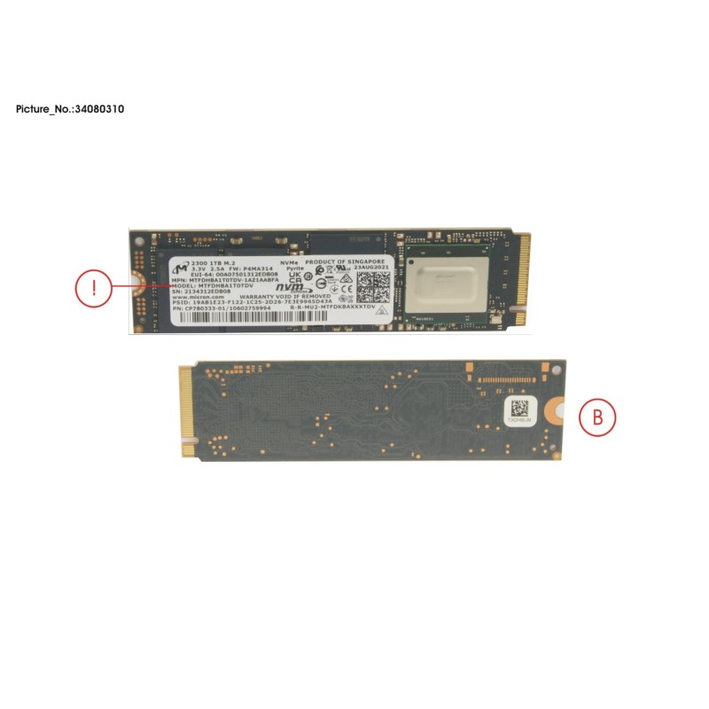 34080310 - SSD PCIE M.2 2280 1TB 2300