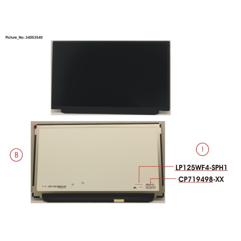 34053540 - LCD PANEL LGD AG, LP125WF4-SPH1(EDP,FHD)