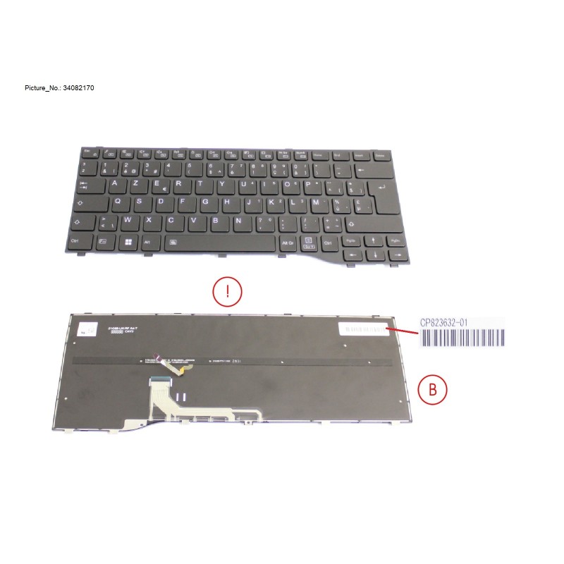 34082170 - KEYBOARD BLACK W  BL BELGIUM