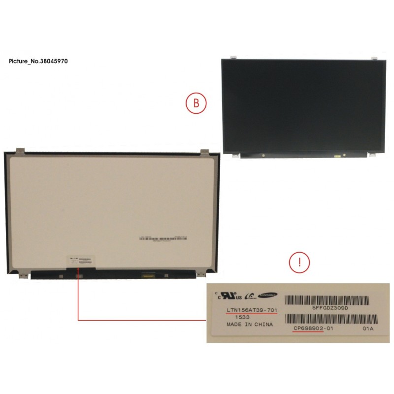 38045970 - LCD PANEL SAM AG, LTN156AT39-701(EDP,HD)