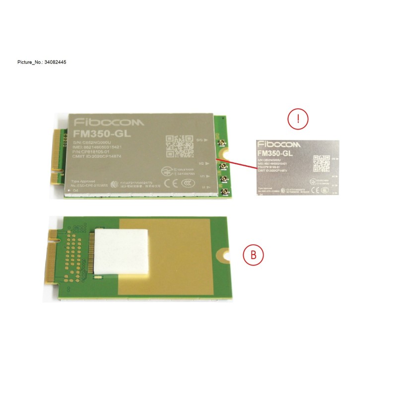 34082445 - WWAN MODULE FM350-GL W  RBR HEAT (5G)