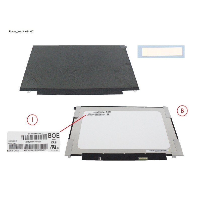 34084317 - LCD ASSY 14  HD W  PLATE