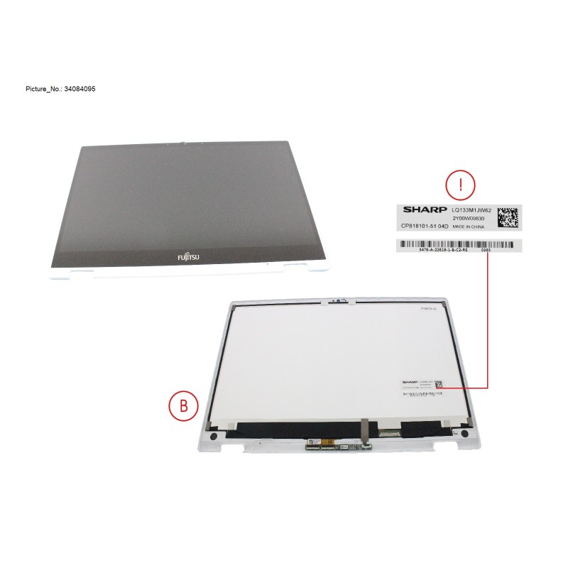 34084095 - LCD FRONT COVER W  TOUCH PANEL FHD AG.
