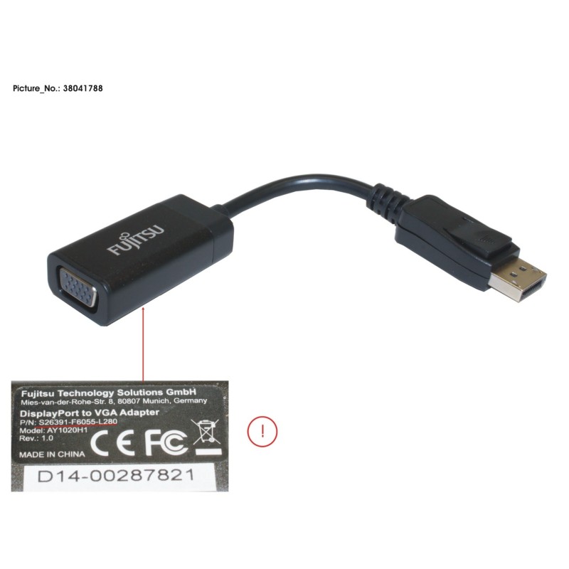 38041788 - DISPLAYPORT TO VGA ADAPTER