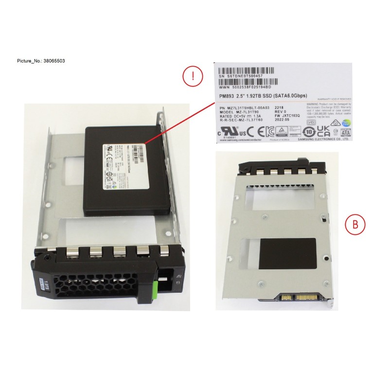 38065503 - SSD SATA 6G 1.92TB RI LFF FOR NUTANIX