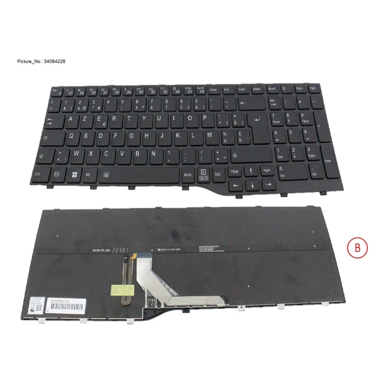 34084226 - KEYBOARD BLACK W  BL BELGIUM WIN10&11