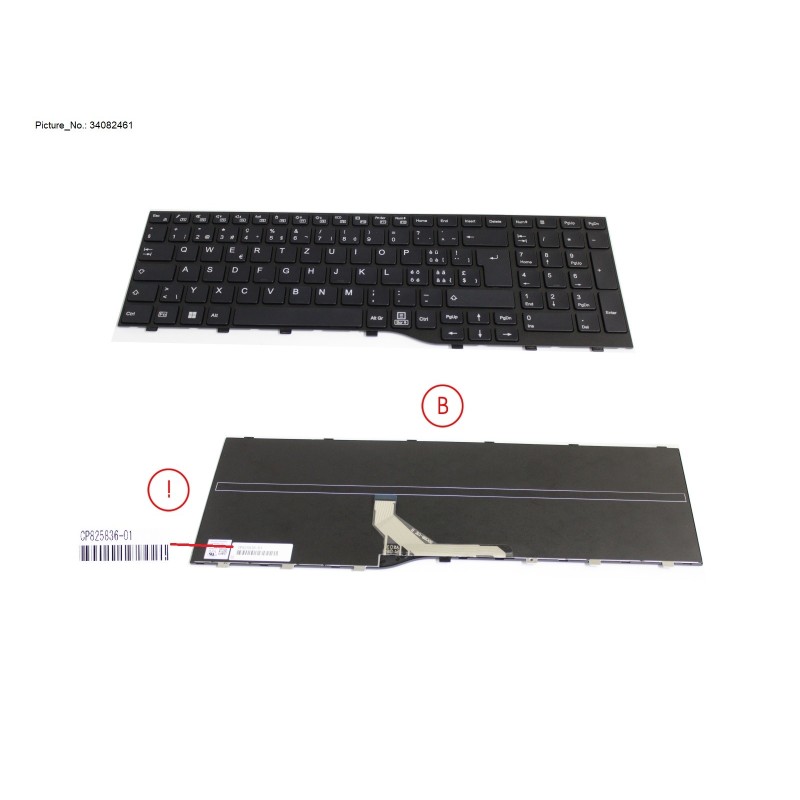 34082461 - KEYBOARD BLACK SWISS WIN11