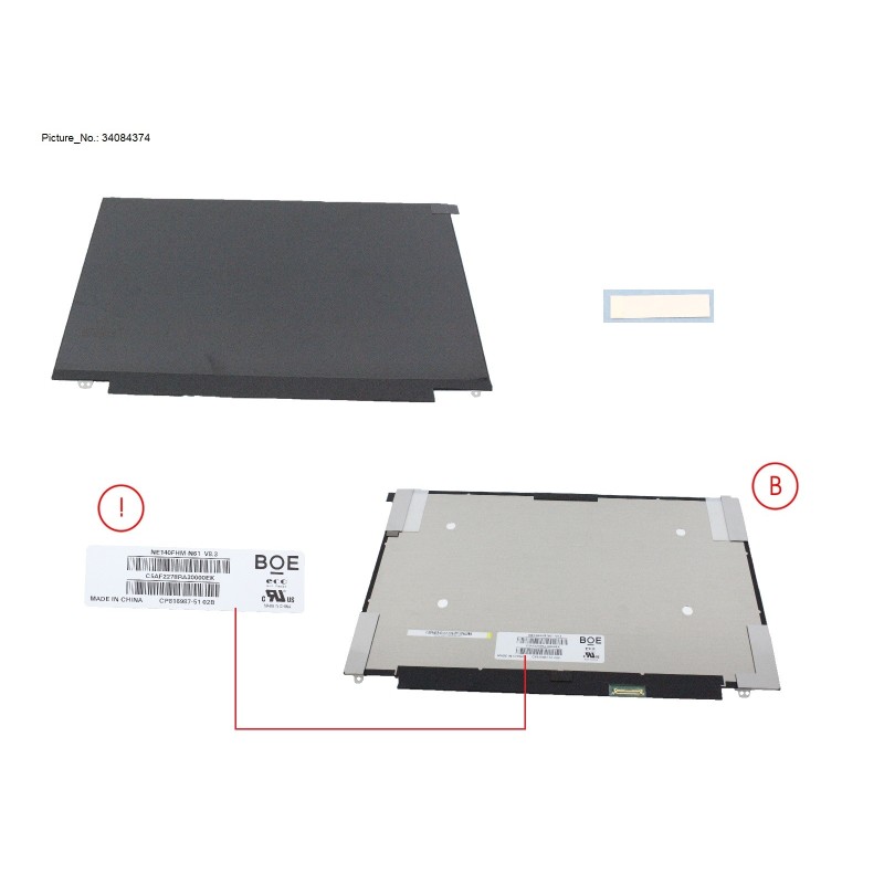 34084374 - LCD ASSY 14  FHD 400CD W  PLATE