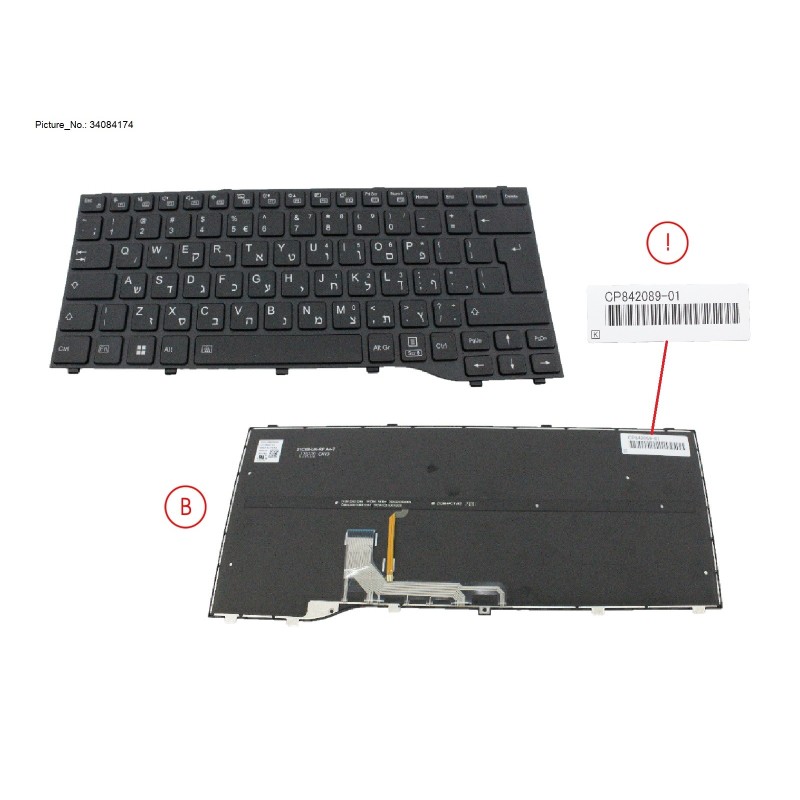 34084174 - KEYBOARD BLACK W  BL HEBREW (NEW_FN)