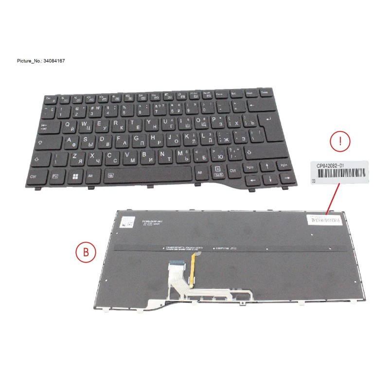 34084167 - KEYBOARD BLACK W  BL RUSSIA US (NEW_FN)