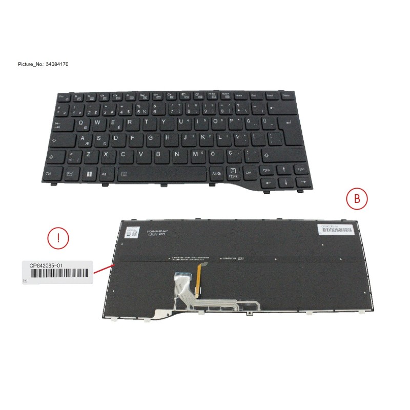 34084170 - KEYBOARD BLACK W  BL TURKEY (NEW_FN)