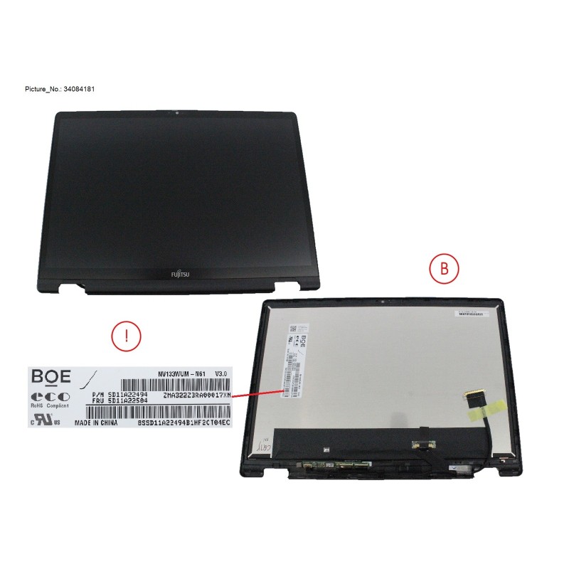 34084181 - LCD FRONT COVER W  TOUCH PANEL 300CD