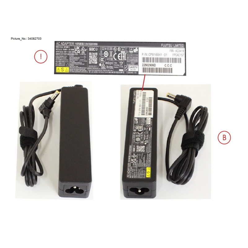 34082703 - AC-ADAPTER 19V 65W (3-PIN) UKCA TCO9