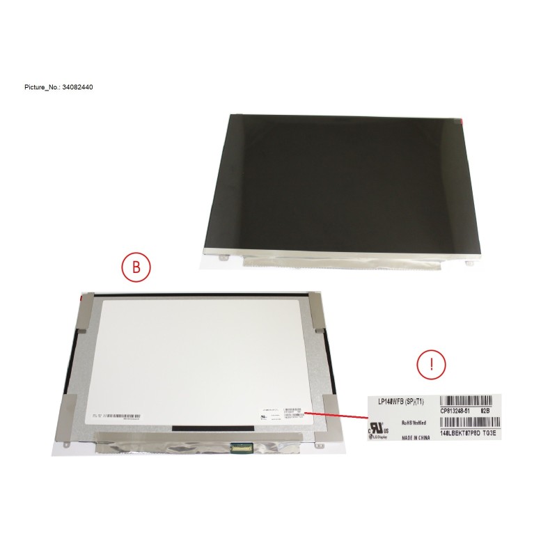 34082440 - LCD ASSY 14  FHD TOUCH W  PLATE