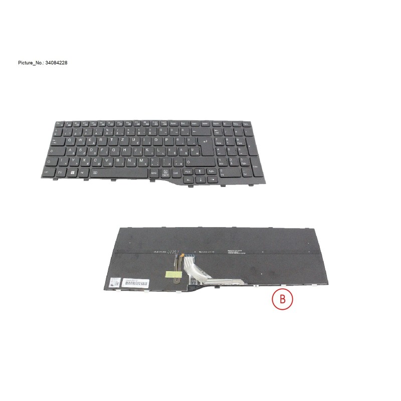 34084228 - KEYBOARD BLACK W  BL HUNGARY WIN10&11