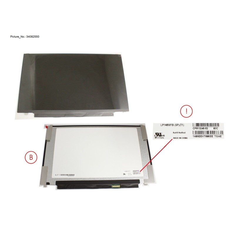 34082550 - LCD ASSY 14  FHD TOUCH W  PLATE