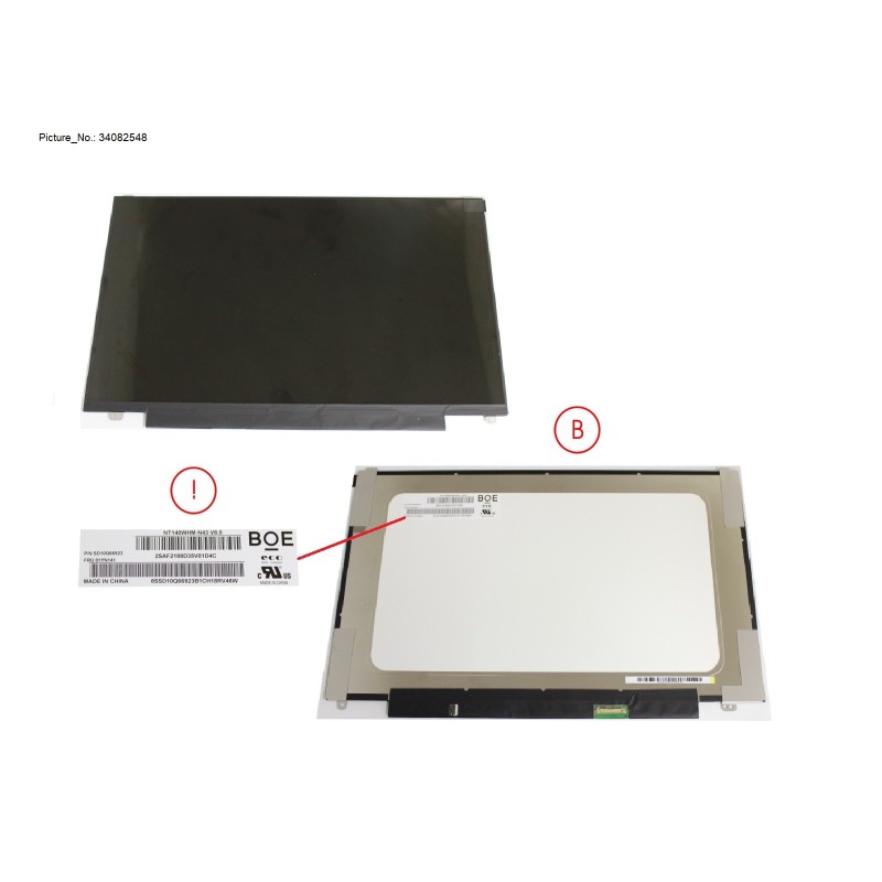 34082548 - LCD ASSY 14  HD W  PLATE