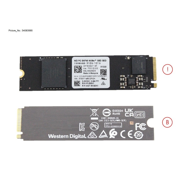 34083565 - SSD PCIE M.2 SN740 512GB G4 (SED)