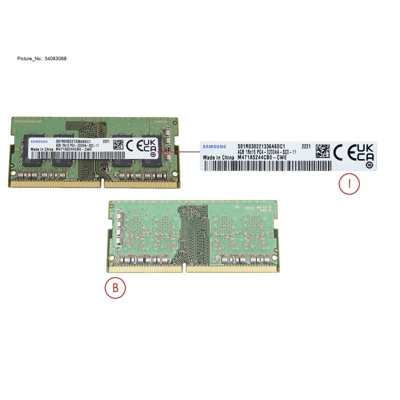 34083068 - MEMORY 4GB DDR4-3200 SO