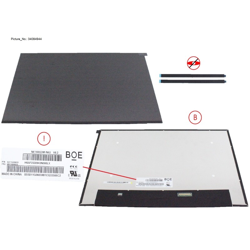 34084944 - LCD PANEL BOE WQUXGA (NE160QDM-N63)