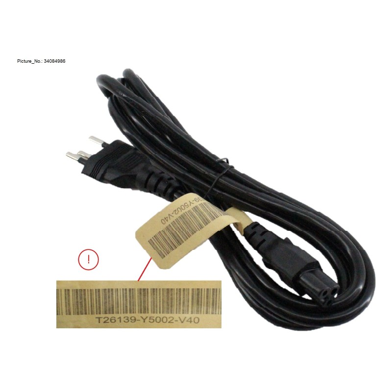 34084986 - CABLE POWER (CH) 3P C5 1,8M