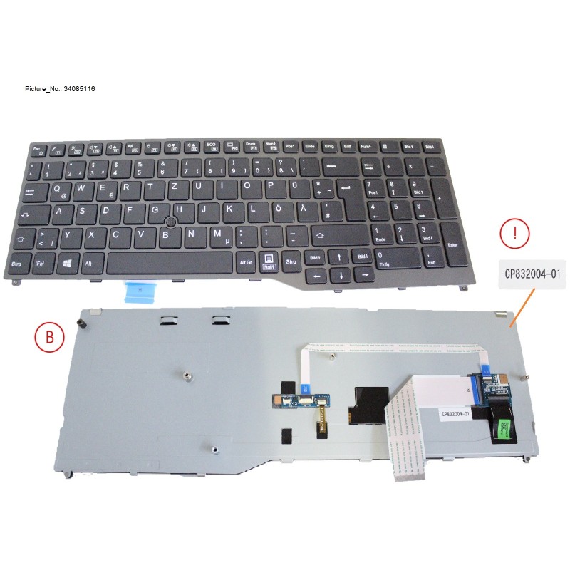34085116 - KEYBOARD BLACK W/ TS GERMANY