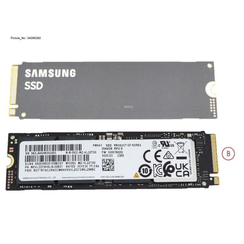 34085282 - SSD PCIE M.2 2280 2TB PM9A1(SED) CUZ-PRJ