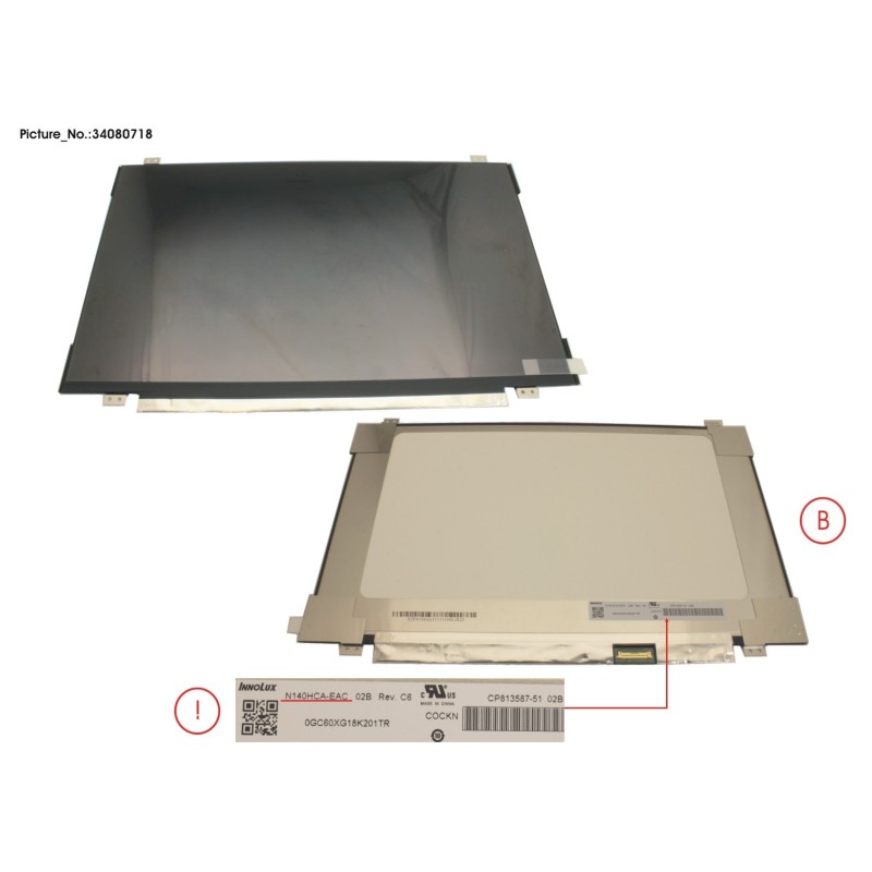 34080718 - LCD PANEL INO AG, N140HCA-EAC (EDP,FHD)