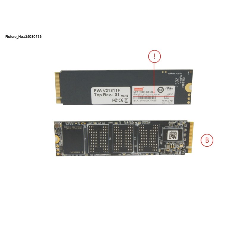 34080735 - SSD PCIE M.2 2280 64GB 3TE6