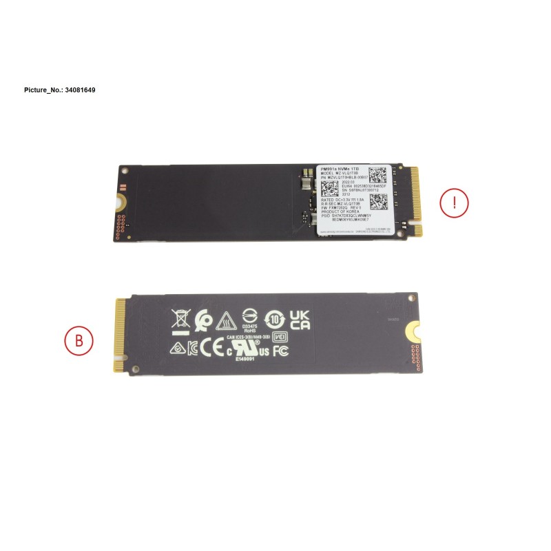 34081649 - SSD PCIE M.2 PM991A 1TB(SED)
