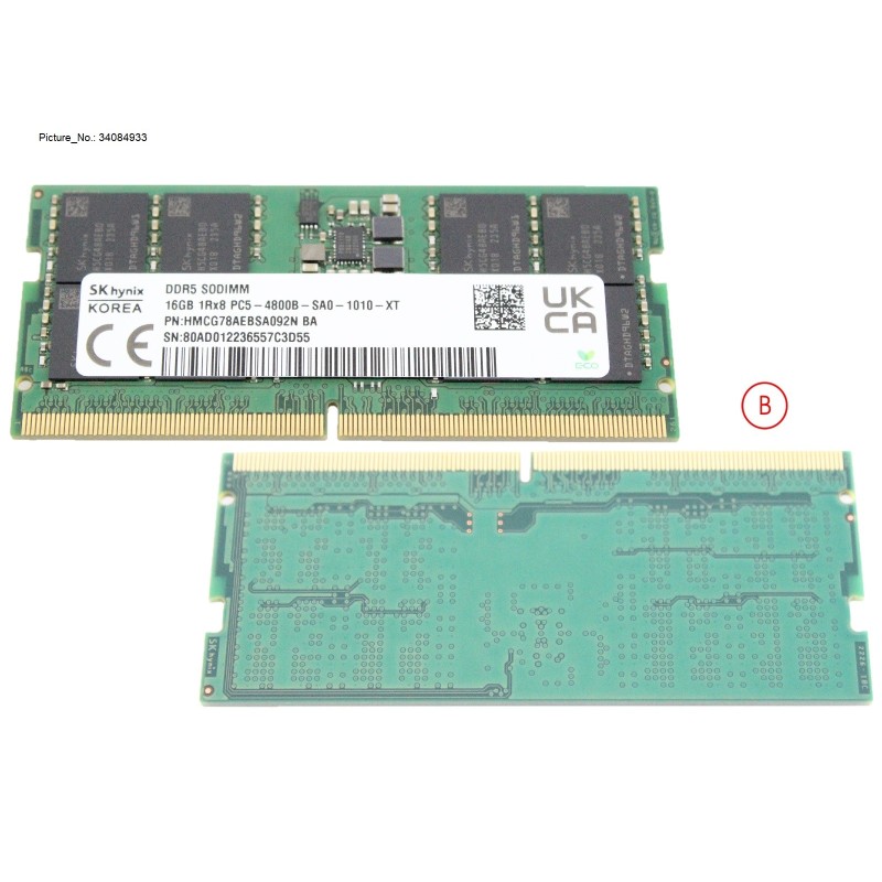 34084933 - MEMORY 16GB DDR5 4800MHZ SK HYNIX