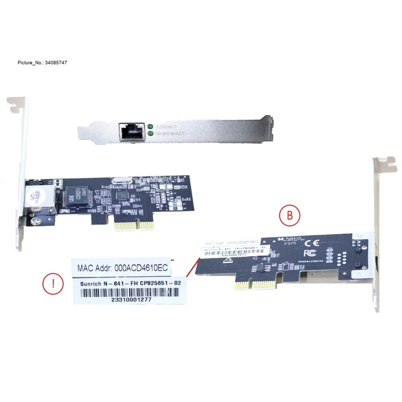 34085747 - LAN CONTROLLER 2.5G PCIEX1 FH