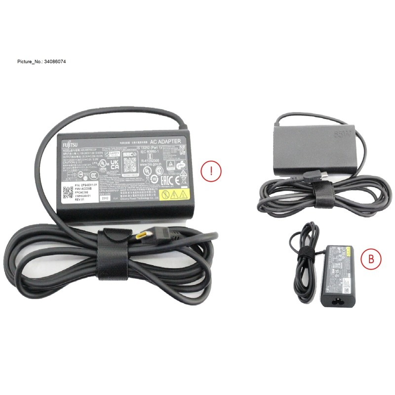 34086074 - AC-ADAPTER 19V 65W (3PIN, TYPE-C) UKCA