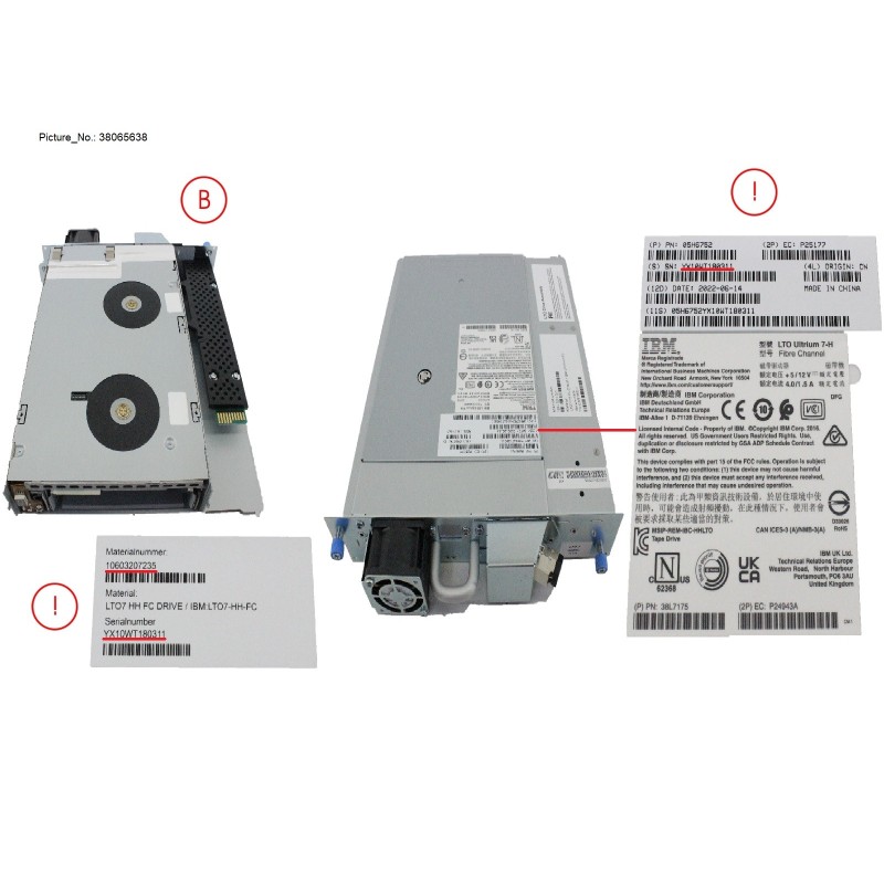 38065638 - LTO-7 HH FC 8GB TAPE DRIVE