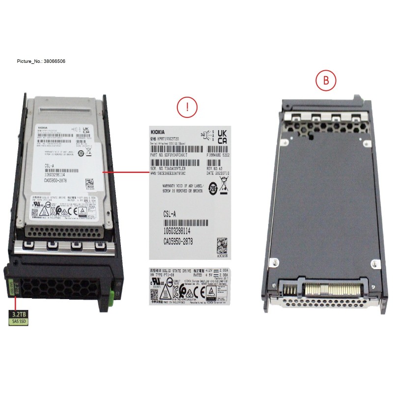 38066506 - SSD SAS 24G MU 3.2TB IN SFF SLIM