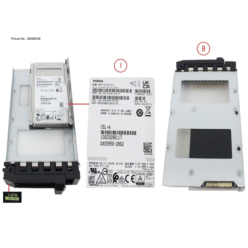 38066538 - SSD SAS 24G WI 1.6TB IN LFF SLIM