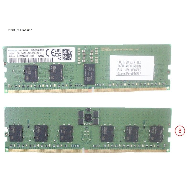 38066617 - 16GB (1X16GB) 1RX8 DDR5-4800 R ECC FOR G