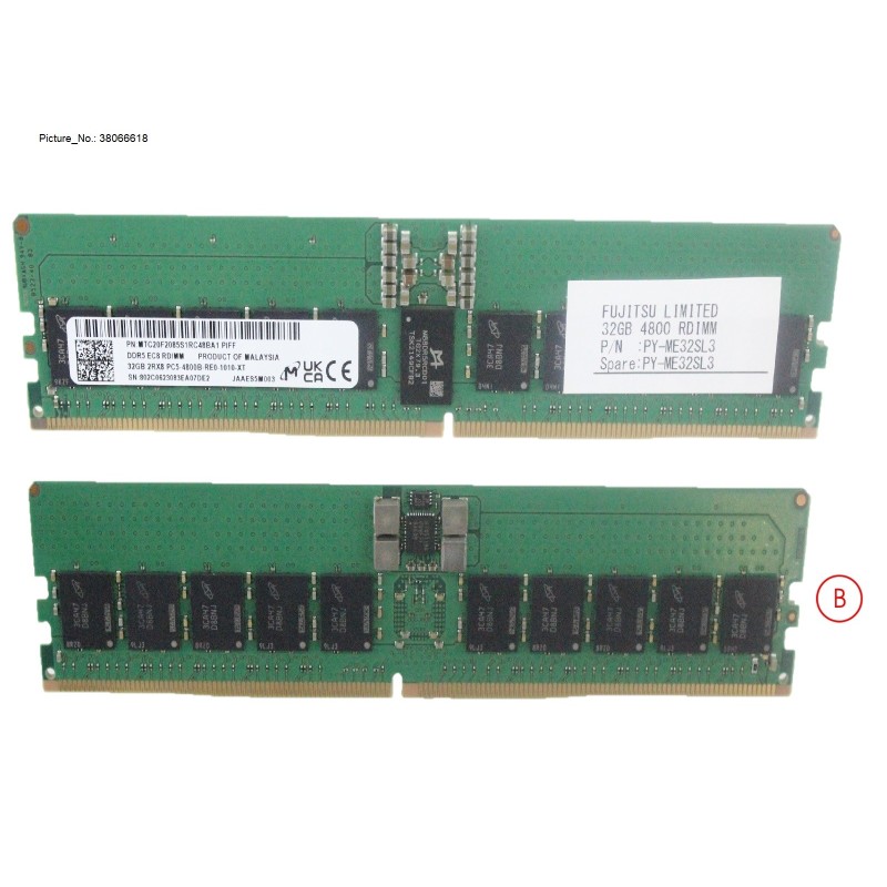 38066618 - 32GB (1X32GB) 2RX8 DDR5-4800 R ECC FOR G