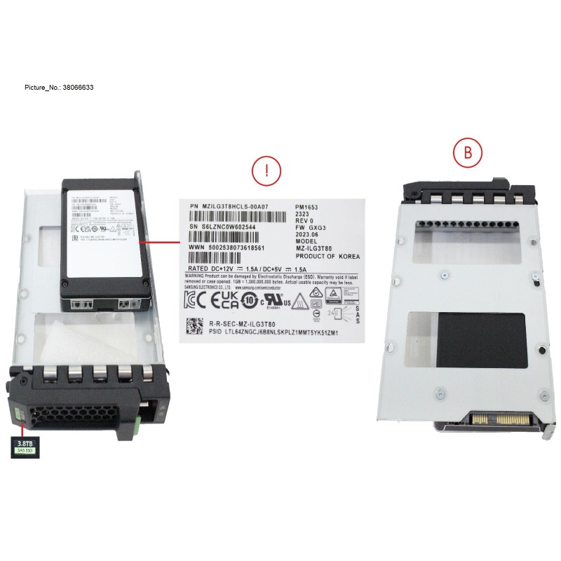 38066633 - SSD SAS 24G RI 3.84TB SED IN LFF SLIM