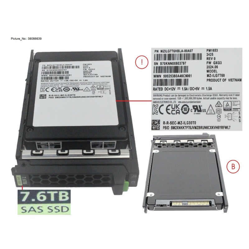 38066639 - SSD SAS 24G RI 7.68TB SED IN SFF SLIM