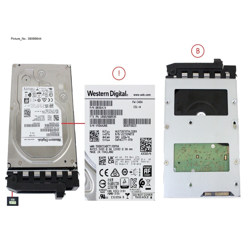 38066644 - HD SAS 12G 8TB 7K2 512E HOT PL LFF BC NU