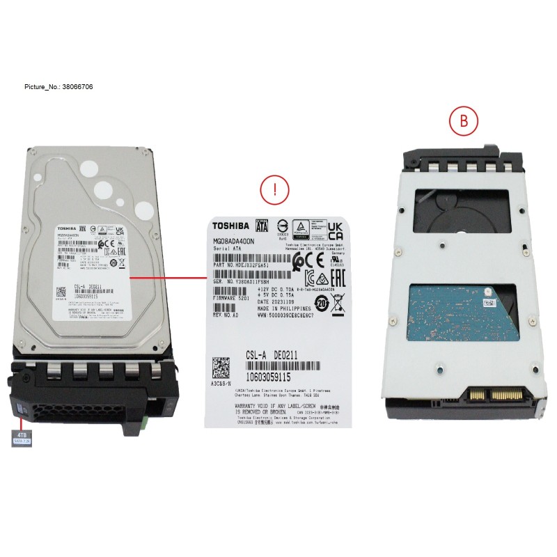 38066706 - HD BC-SATA 6G 4TB 7K2 512N HOT PL LFF