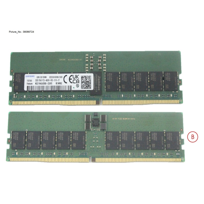38066724 - 32GB (1X32GB) 2RX8 DDR5-4800 R ECC