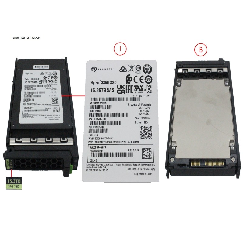 38066733 - SSD SAS 12G RI 15.36TB IN SFF SLIM