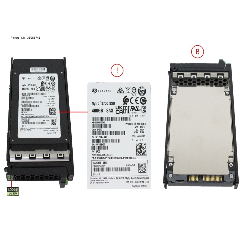 38066745 - SSD SAS 12G WI 400GB IN SFF SLIM
