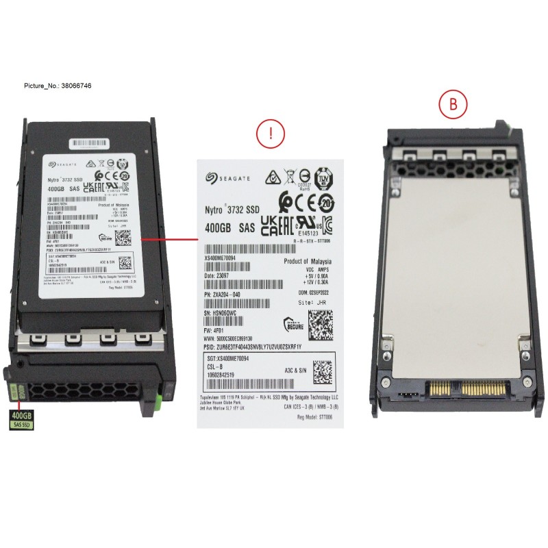 38066746 - SSD SAS 12G WI 400GB SED IN SFF SLIM