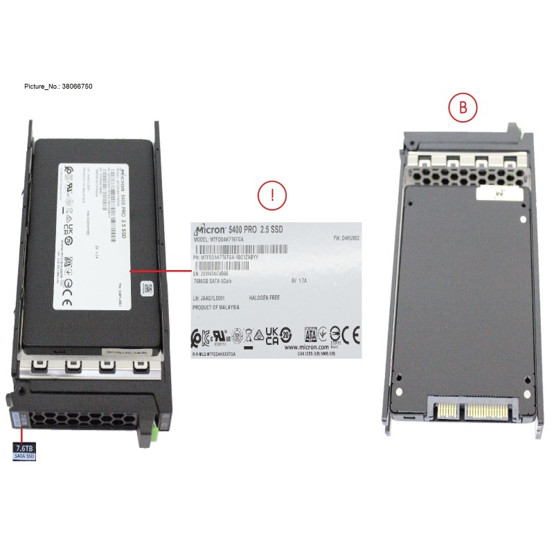 38066750 - SSD SATA 6G RI 7.68TB IN SFF SLIM