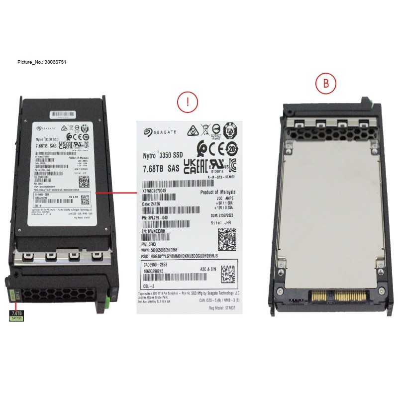 38066751 - SSD SAS 12G RI 7.68TB IN SFF SLIM